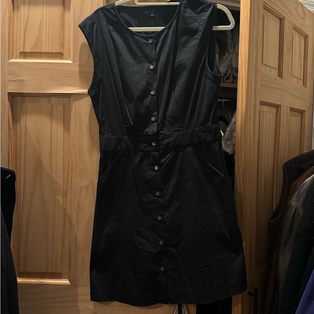 Theory Black Button-Down Dress